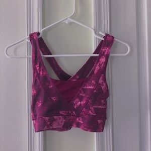 Pink patterned sports bra